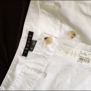 Theory White Linen Shorts