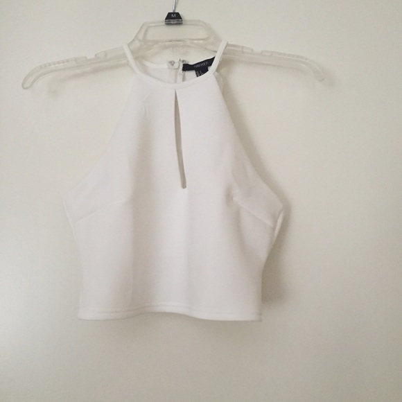 White cropped halter top