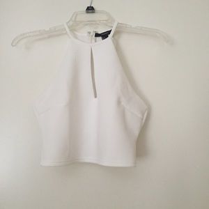 White cropped halter top
