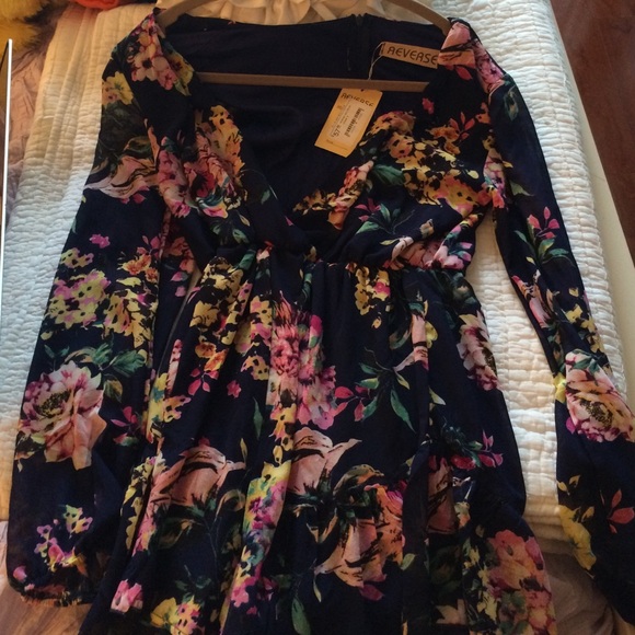 "Reverse" floral romper