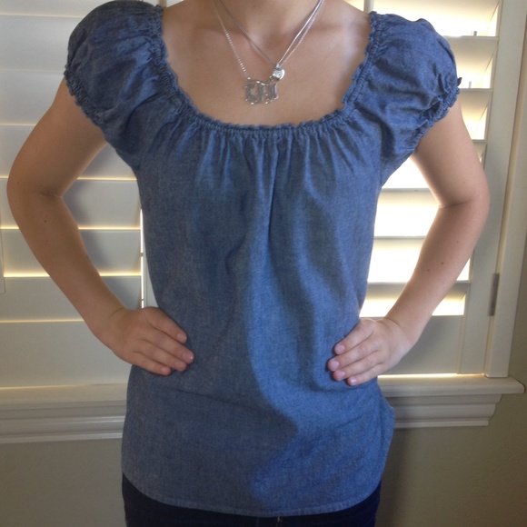 J. Crew Tops - J. Crew Chambray Peasant Top