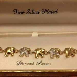 Silver and gold elephant bracelet