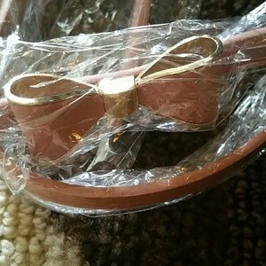 Bow belt blush brown,  navy and cream