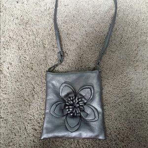 Flower Metallic Silver purse