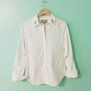 🚫SOLD🚫 Banana Republic White Embellished Shirt