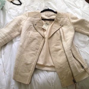 Lucky brand white leather and knit jacket