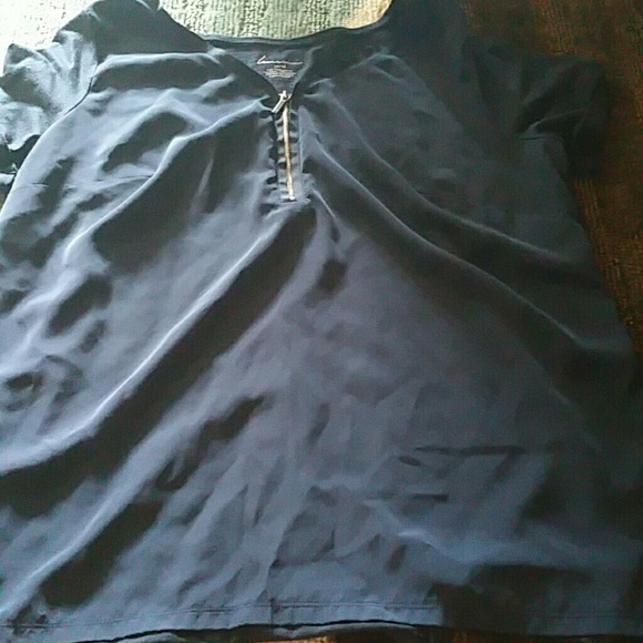Lane Bryant navy zip front top