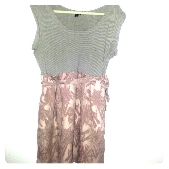 Stripe/stitched print contrast dress - Picture 1 of 3