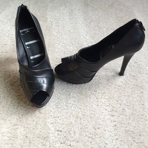 Black peep toe heels