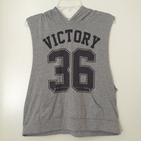 Grey hooded muscle tee