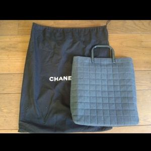 Chanel quilted denim tote bag