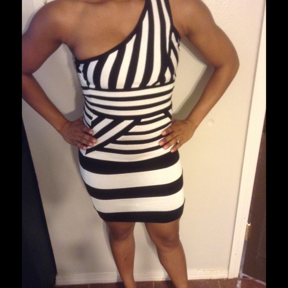 New body-con black and white dress.