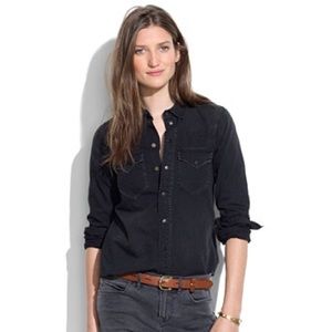 Madewell Black Denim Pearl Snap