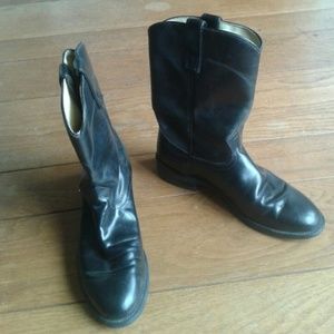Black leather boots made in USA