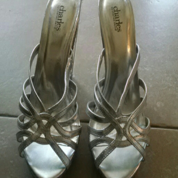 Bright silver strappy wedgies ill get a better pic