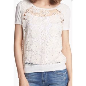 Hinge Knit White Cloud Lace Top