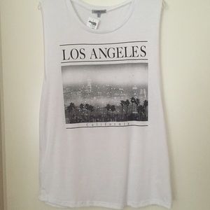 White LA. Muscle tank top