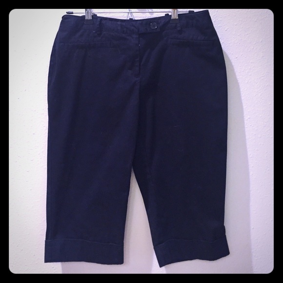 🍁Black Cropped Work Pants (8 Petite) - Picture 1 of 2