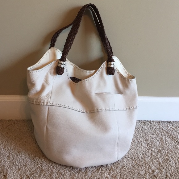 White leather hobo bag