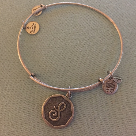 alex and ani "s" initial charm bracelet