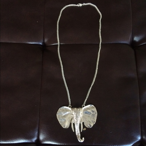 Silver Elephant Head Necklace