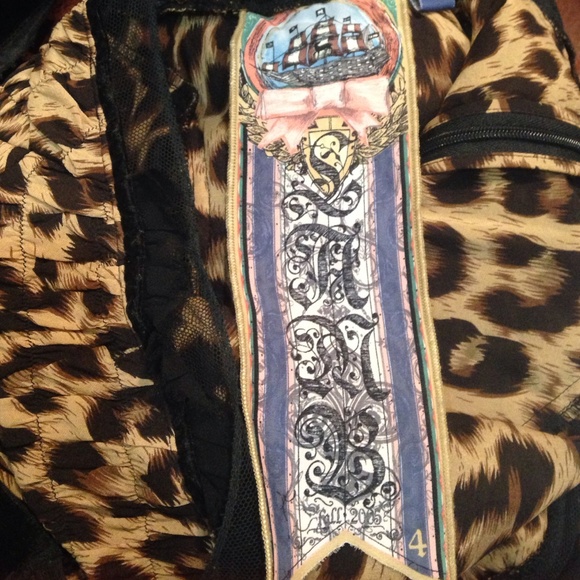 L.A.M.B. Cheetah dress w sheer panels sz small - Picture 4 of 4