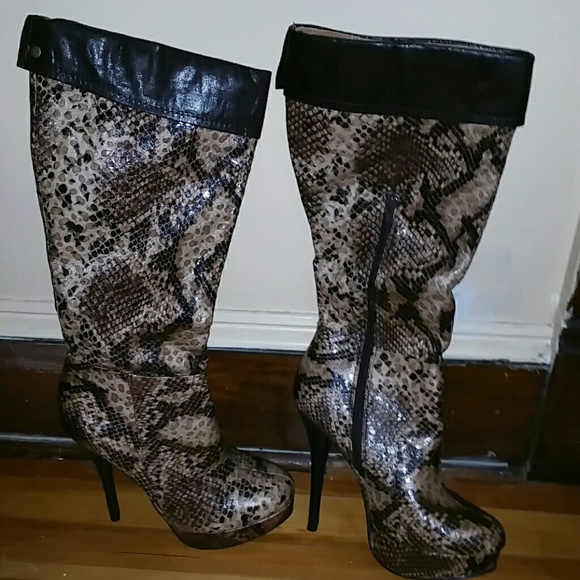 New Brown &Tan snake skin boots by Charlotte Russe