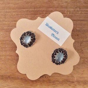 Beautiful Moonstone and Filagree Pierced Earrings