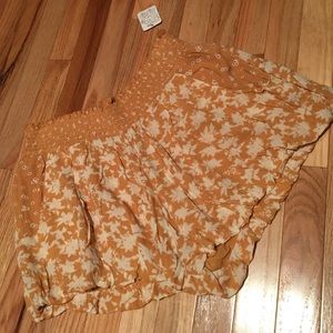 FREE PEOPLE LIGHTWEIGHT RAYON MUSTARD FLORAL SHORT
