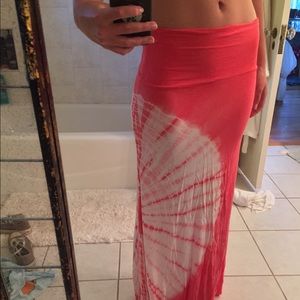 Pink tye dye maxi skirt