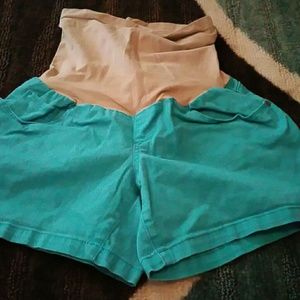 Teal maternity shorts