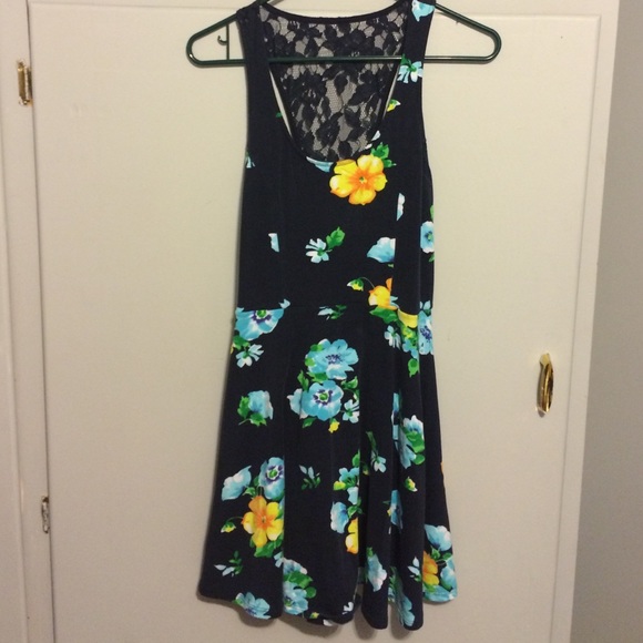 Navy blue floral dress