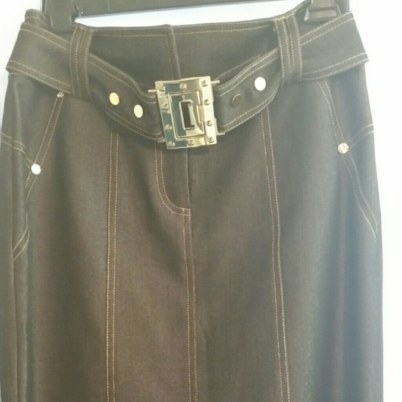 Denim knee length skirt