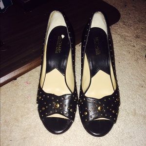 MK Leather Gold Studded Heels