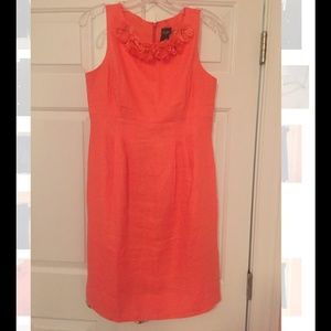 Coral Dress with Floral Accents