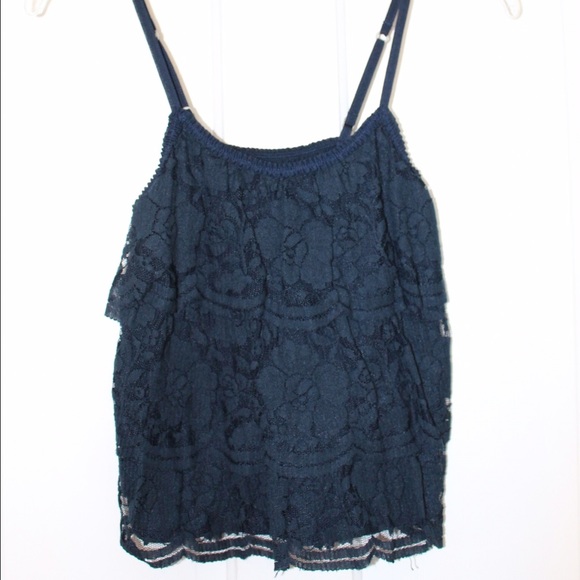 Navy Lace Layered Tank Top