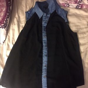 Denim and black sheer shirt-never worn