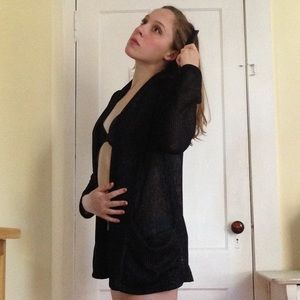 Black glittery Calvin Klein knit open cardigan