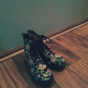 Adorable Flowery Combat Boots