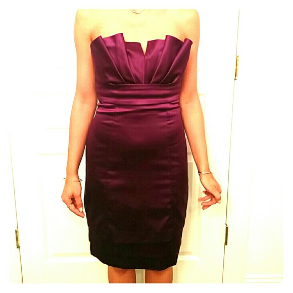 Plum satin cocktail dress