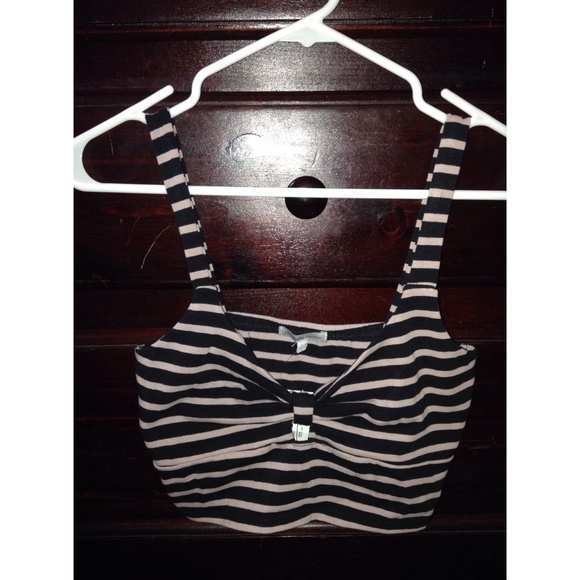 Black & Brown Stripe Crop Top