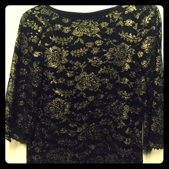 Vintage Black Lace & Gold Lame 2pc Set
