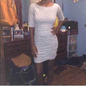 BcbGeneration grey and white striped rouche dress