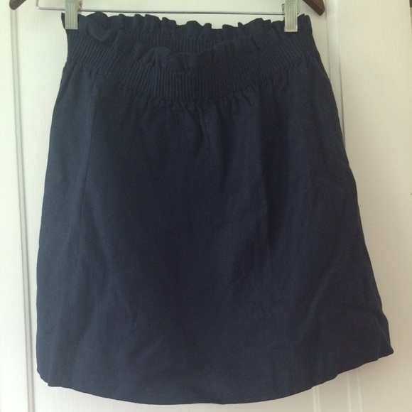 Navy linen J Crew mini-skirt