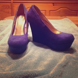 Cobalt blue suede wedges