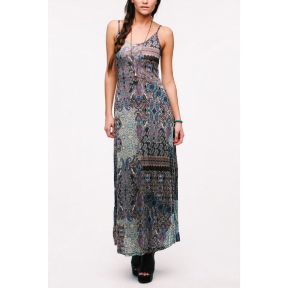 paisley multicolored strappy maxi dress