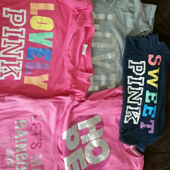 5 victoria secret pink collection t shirts