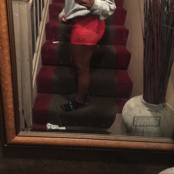 Red High Waisted Shorts - Picture 2 of 4