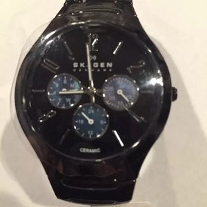 Black ceramic skagen  watch