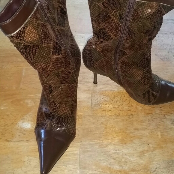 Brown snake skin boots